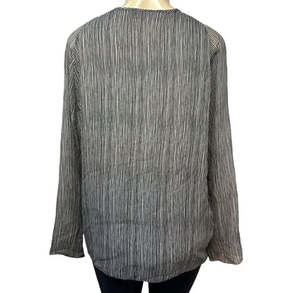 Shamask Silk Long Sleeve striped lined tunic Blouse size 10 - Picture 7 of 11